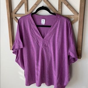 Purple, loose workout shirt